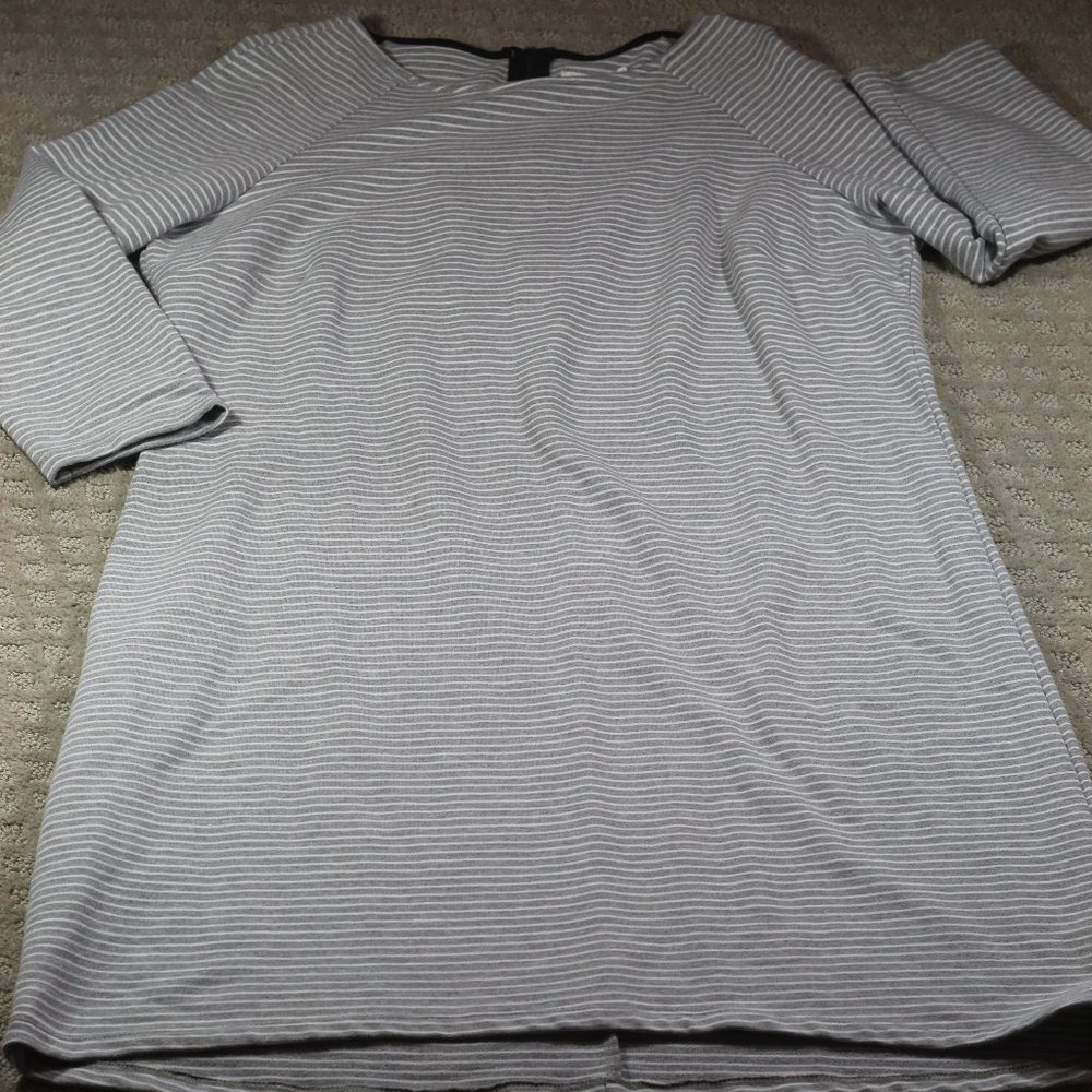 Workshop Republic Clothing Size M Grey and White Striped Knee-Length Dress